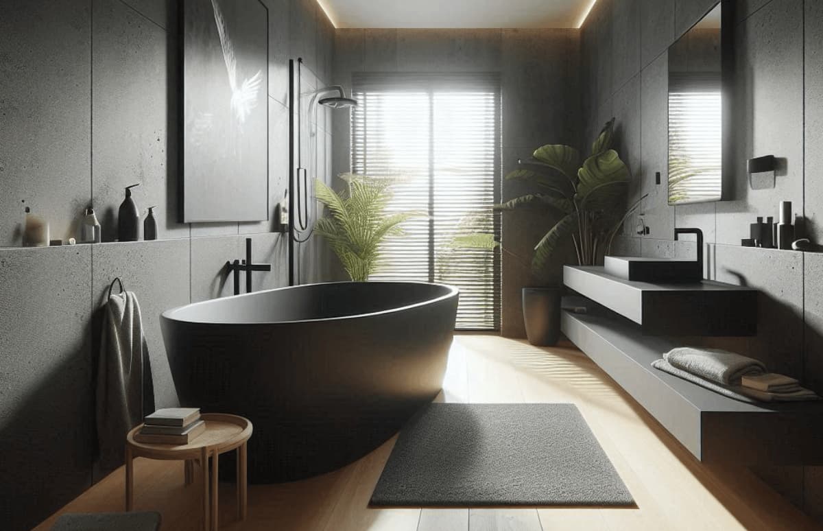 Bañera exenta negra de solid surface