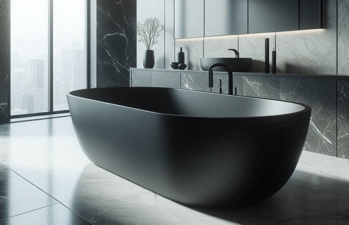 Bañera negra de hematita Solid Surface