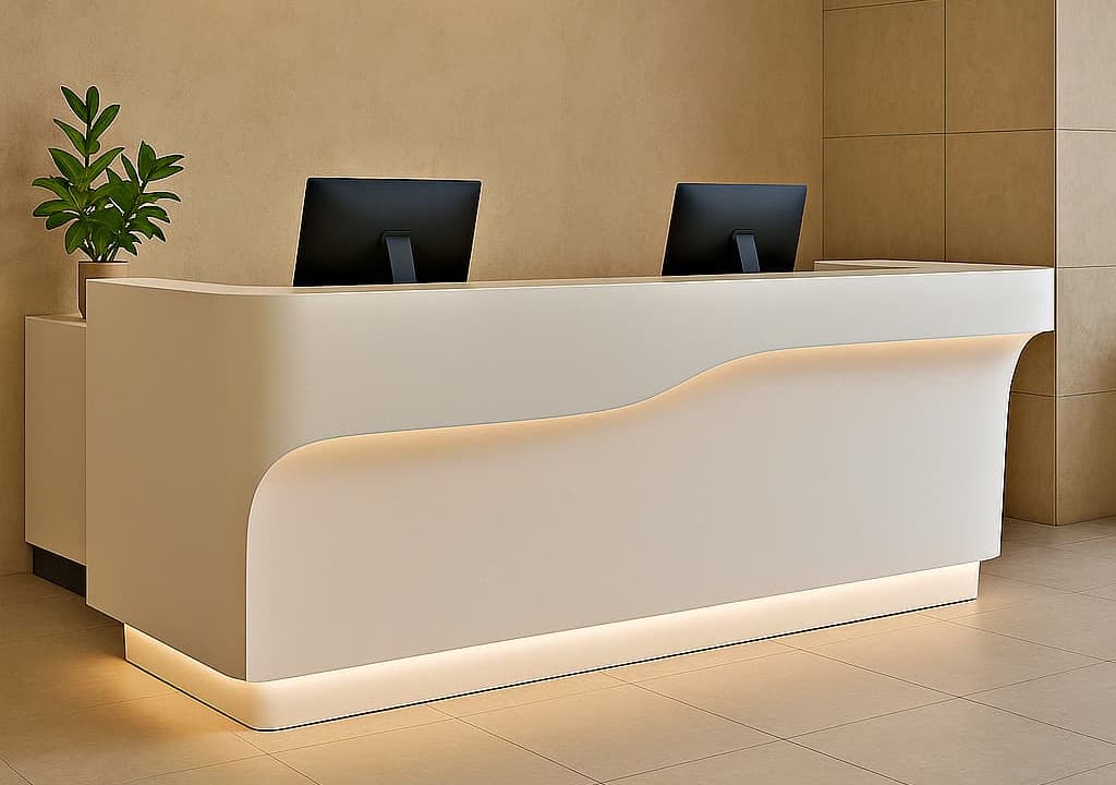 Mostrador recepción hotel fabricado con Solid Surface